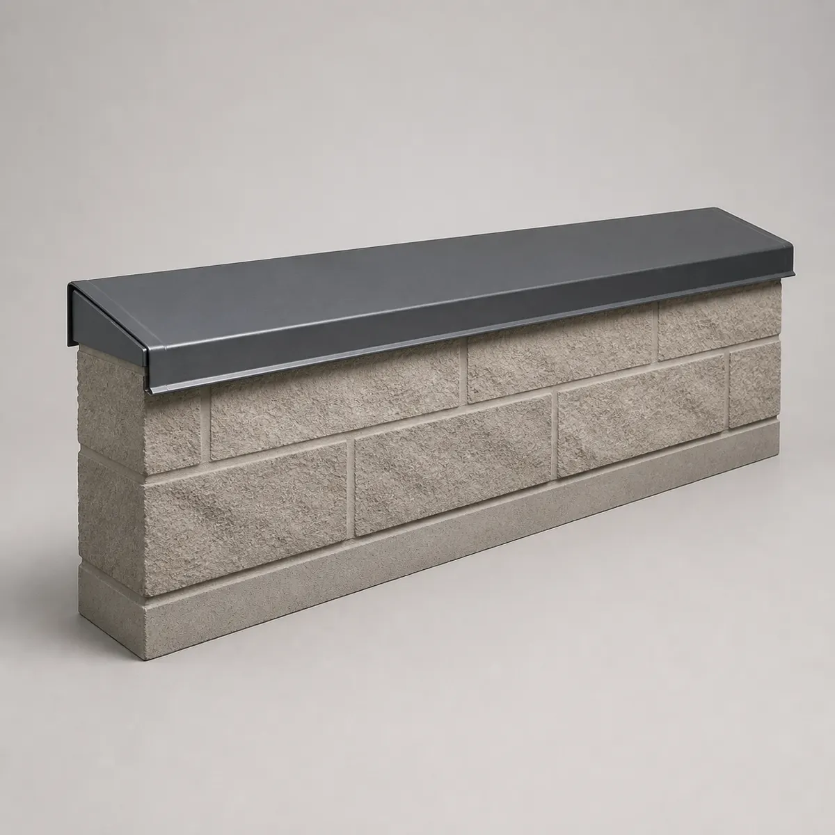 Folded zinc parapet coping, the real-world character this definition is written to capture