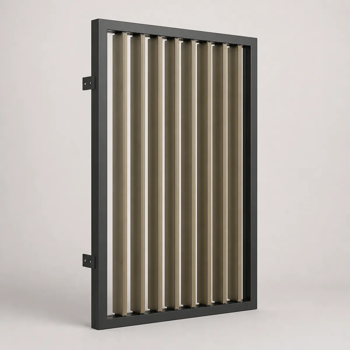 Vertical external louvre screen, the real-world character this definition is written to capture